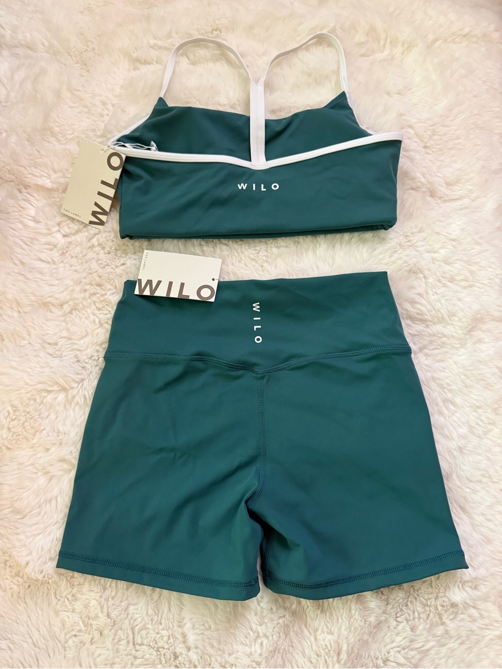 Wilo Teal Two-Piece Workout Set - Sports Bra & High-Waist Shorts - Picture 2 of 4